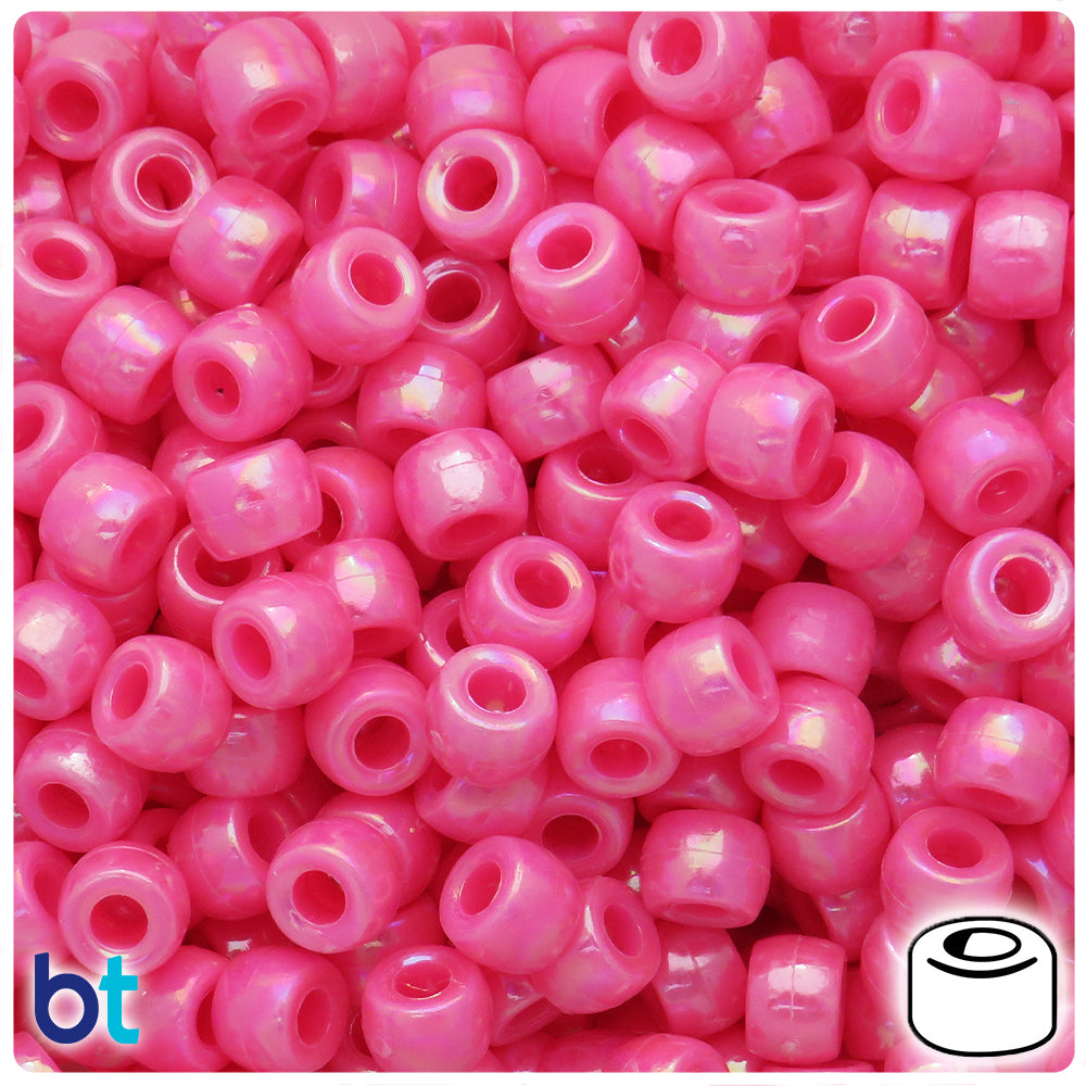 Light Pink Opaque AB 9x6mm Barrel Pony Beads (300pcs)