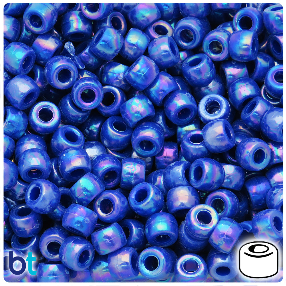 Dark Blue Opaque AB 9x6mm Barrel Pony Beads (300pcs)