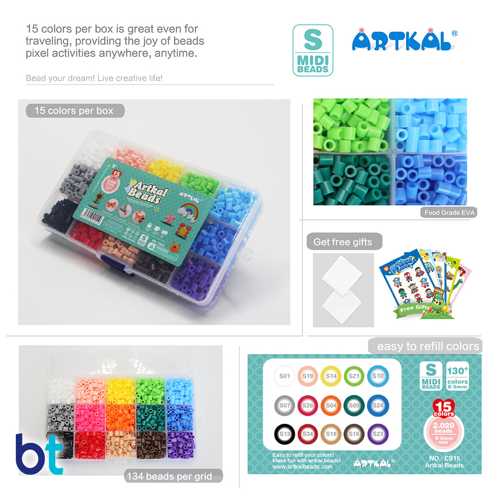 Artkal 15 Colors Midi Fuse Bead Kit (2,025 Beads)