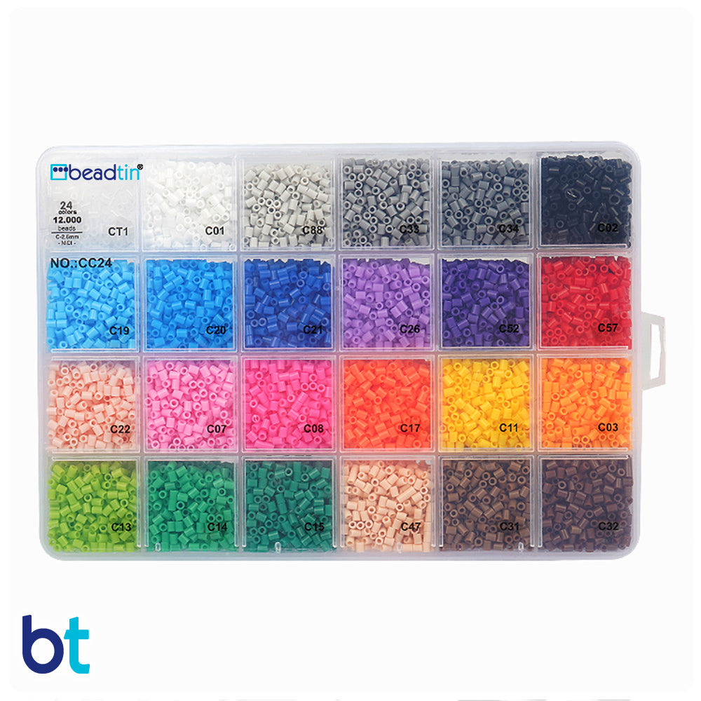 24 Colors Mini Fuse Beads Box (12,000 Beads)