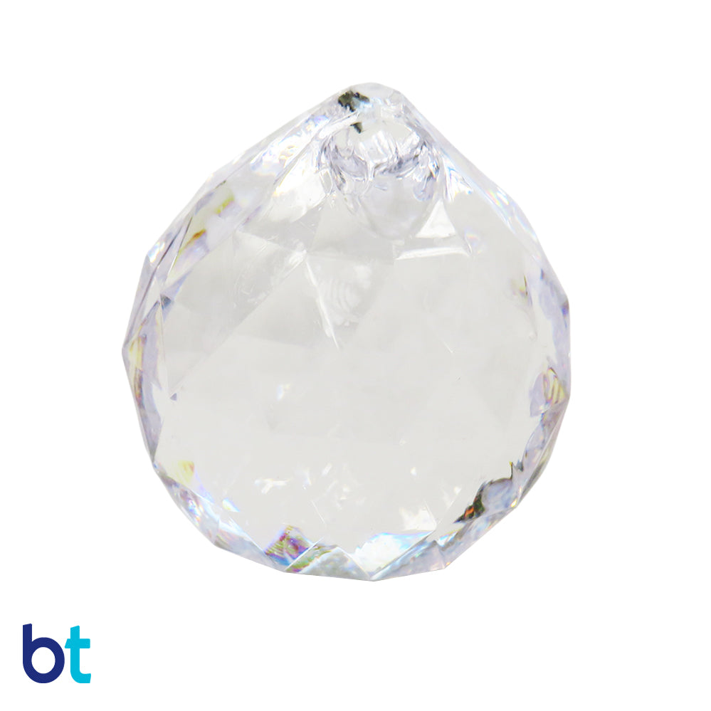 Clear Transparent 28mm Faceted Globe Plastic Pendants (5pcs)