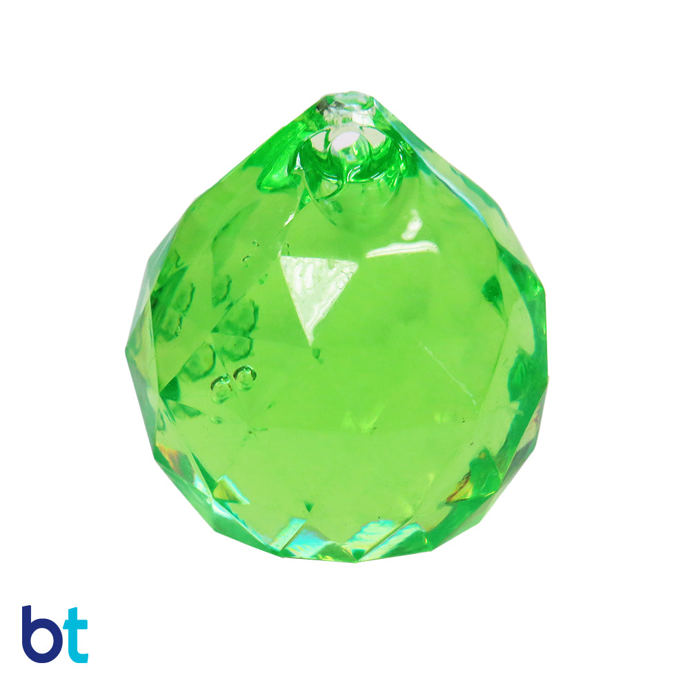 Light Green Transparent 28mm Faceted Globe Plastic Pendants (5pcs)