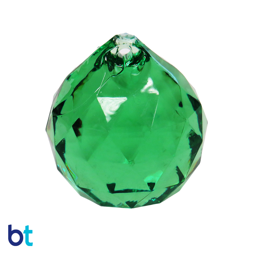 Green Transparent 28mm Faceted Globe Plastic Pendants (5pcs)