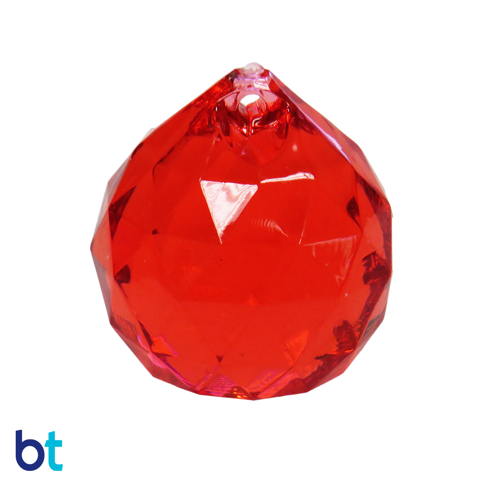 Red Transparent 28mm Faceted Globe Plastic Pendants (5pcs)