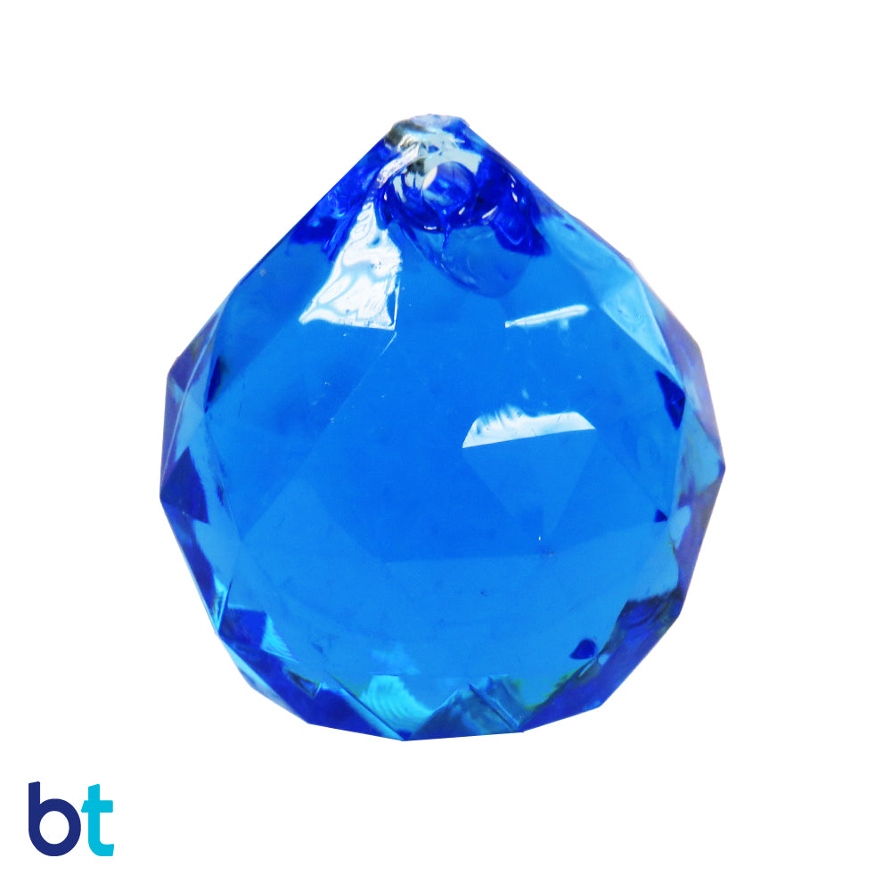 Dark Blue Transparent 28mm Faceted Globe Plastic Pendants (5pcs)