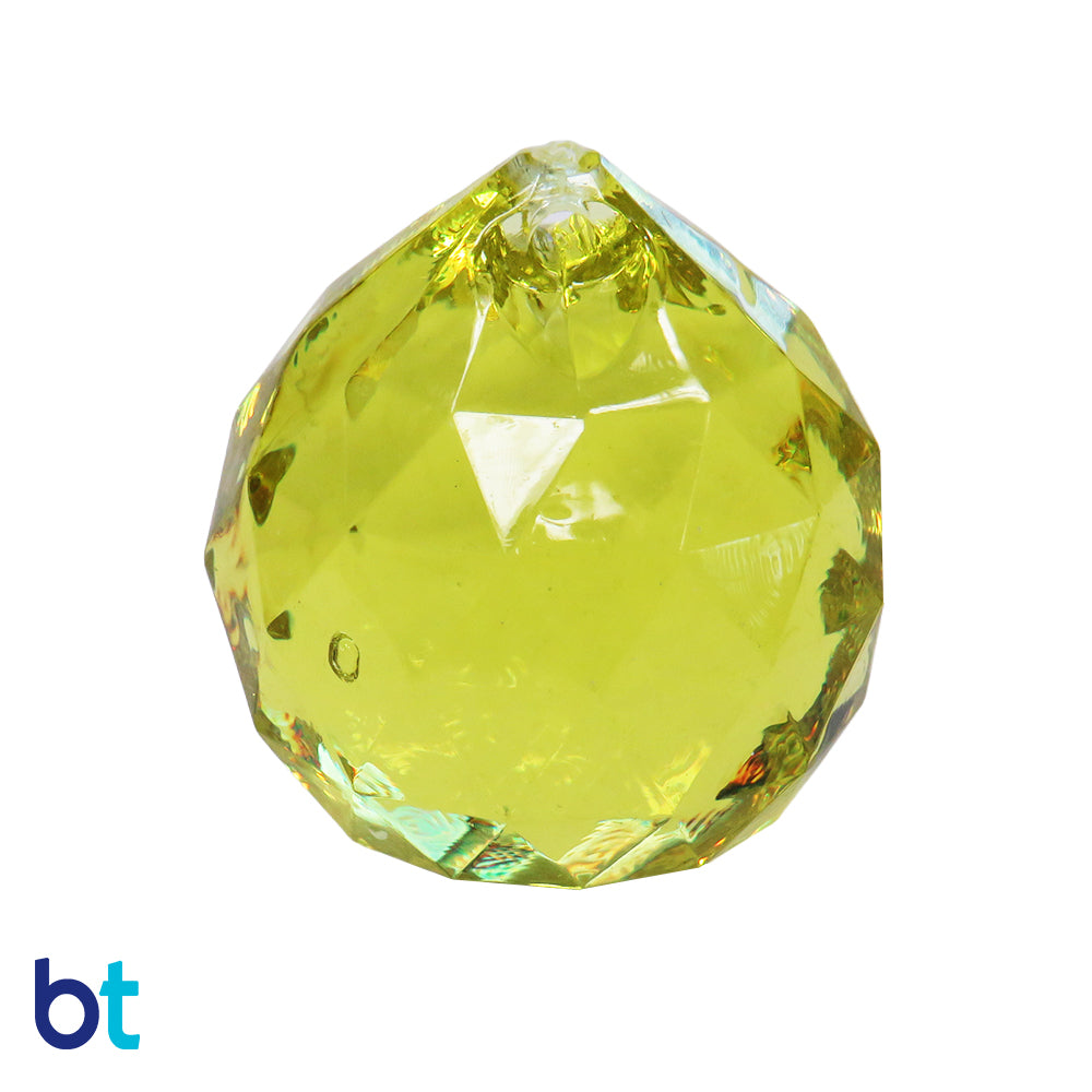 Yellow Transparent 28mm Faceted Globe Plastic Pendants (5pcs)