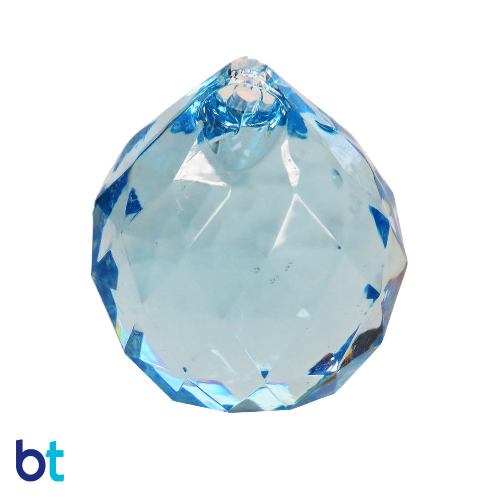 Light Blue Transparent 28mm Faceted Globe Plastic Pendants (5pcs)