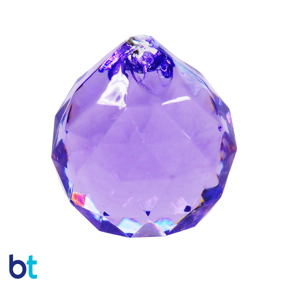 Light Purple Transparent 28mm Faceted Globe Plastic Pendants (5pcs)