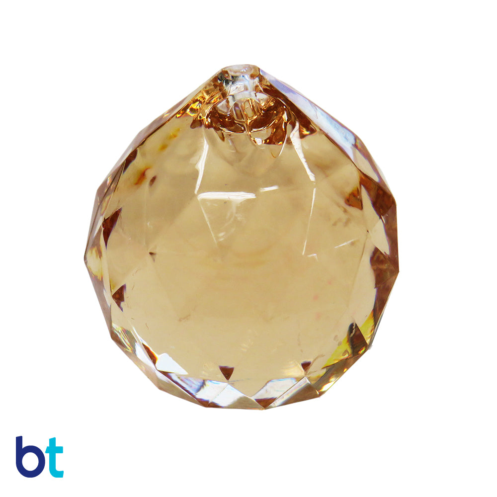 Light Brown Transparent 28mm Faceted Globe Plastic Pendants (5pcs)