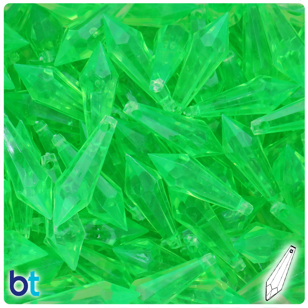 Light Green Transparent 29mm Faceted Drop Plastic Pendants (50pcs)