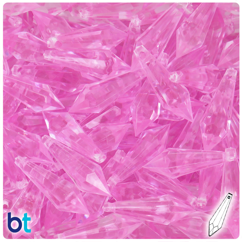 Light Pink Transparent 29mm Faceted Drop Plastic Pendants (50pcs)