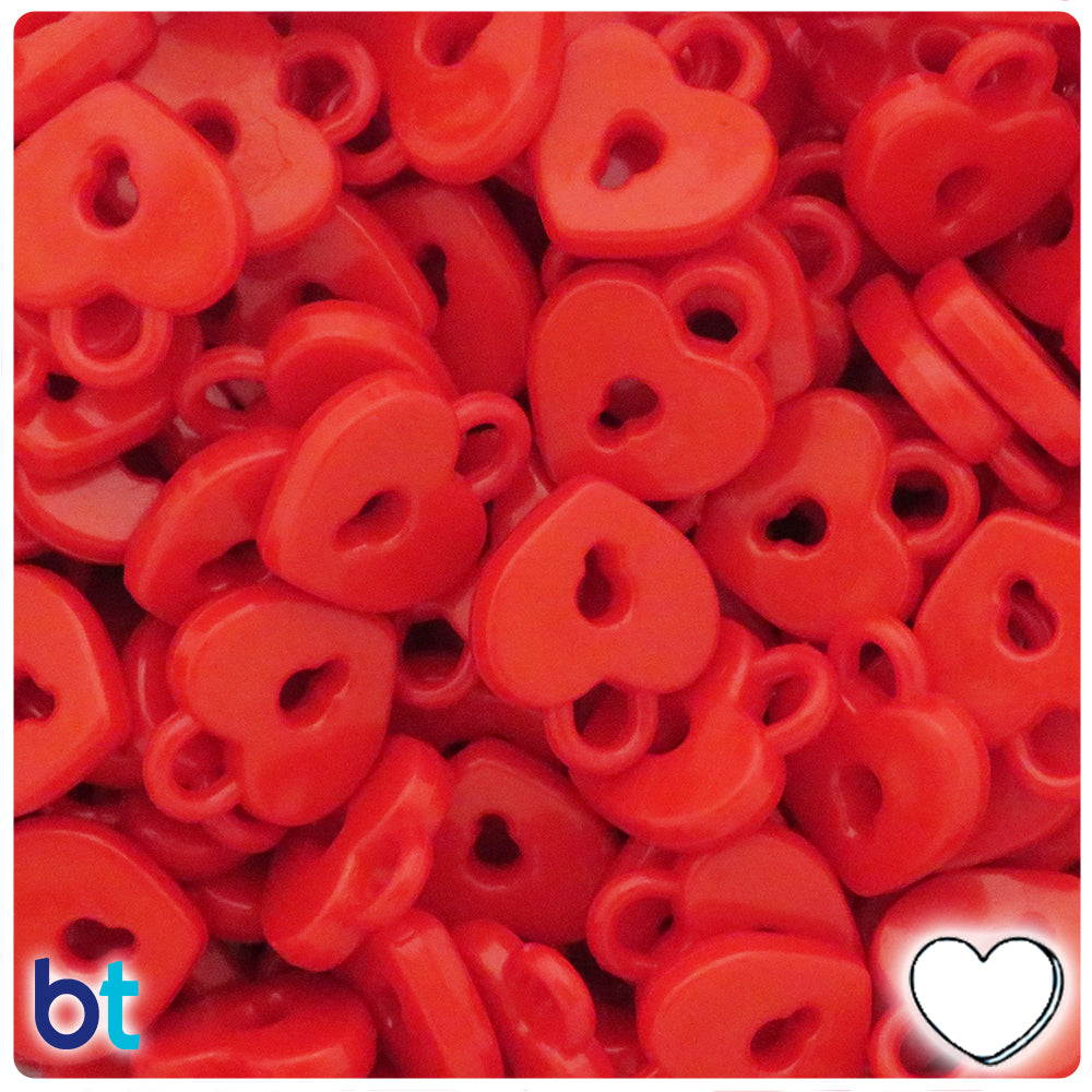 Red Opaque 20mm Heart Plastic Charms (40pcs)