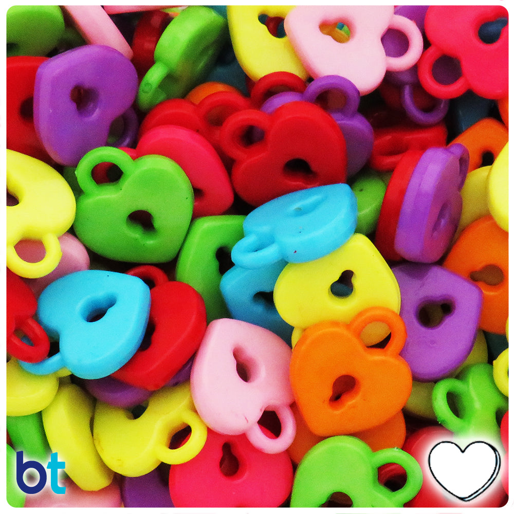 Mixed Opaque 20mm Heart Plastic Charms (40pcs)