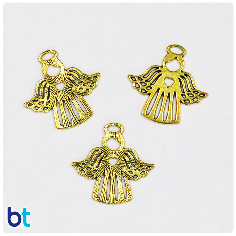 Gold Tone 27mm Angel Metal Charms (10pcs)