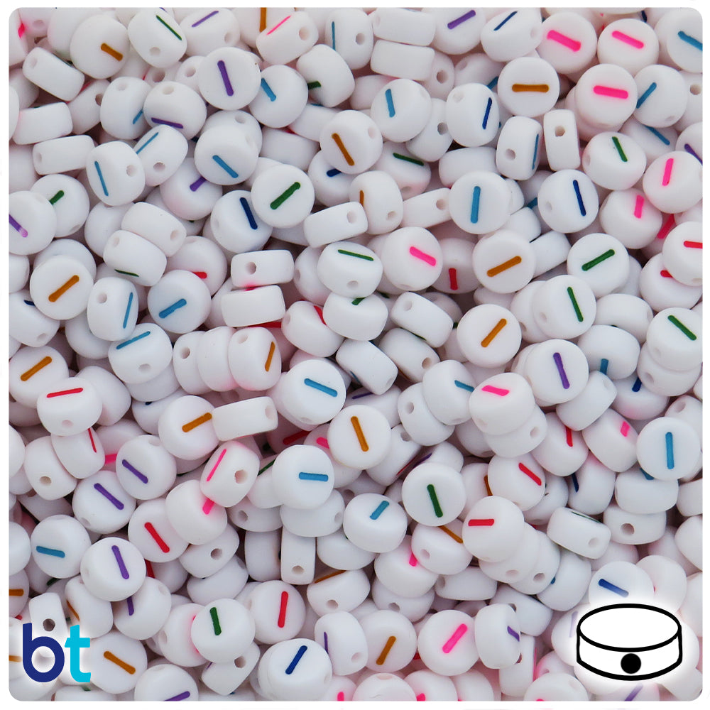 White Opaque 7mm Coin Alpha Beads - Colored Number 1 (100pcs)
