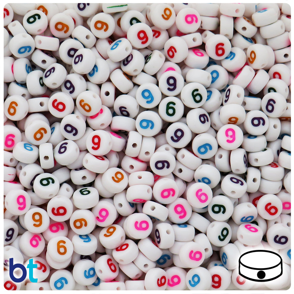 Plastic White 7mm Round Alphabet Beads, (Horizontal) Single Letters, 100  beads