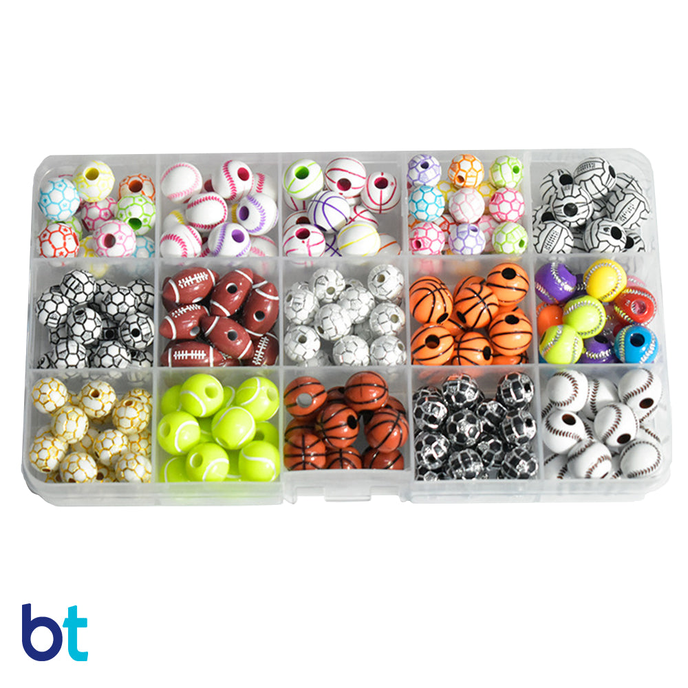 Assorted Sport Ball Plastic Beads (Box Set)
