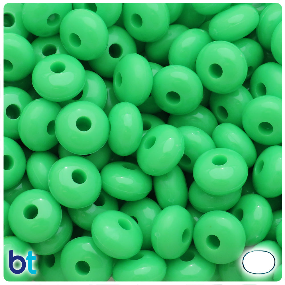 Lime Opaque 14mm Cushion Plastic Beads (40pcs)