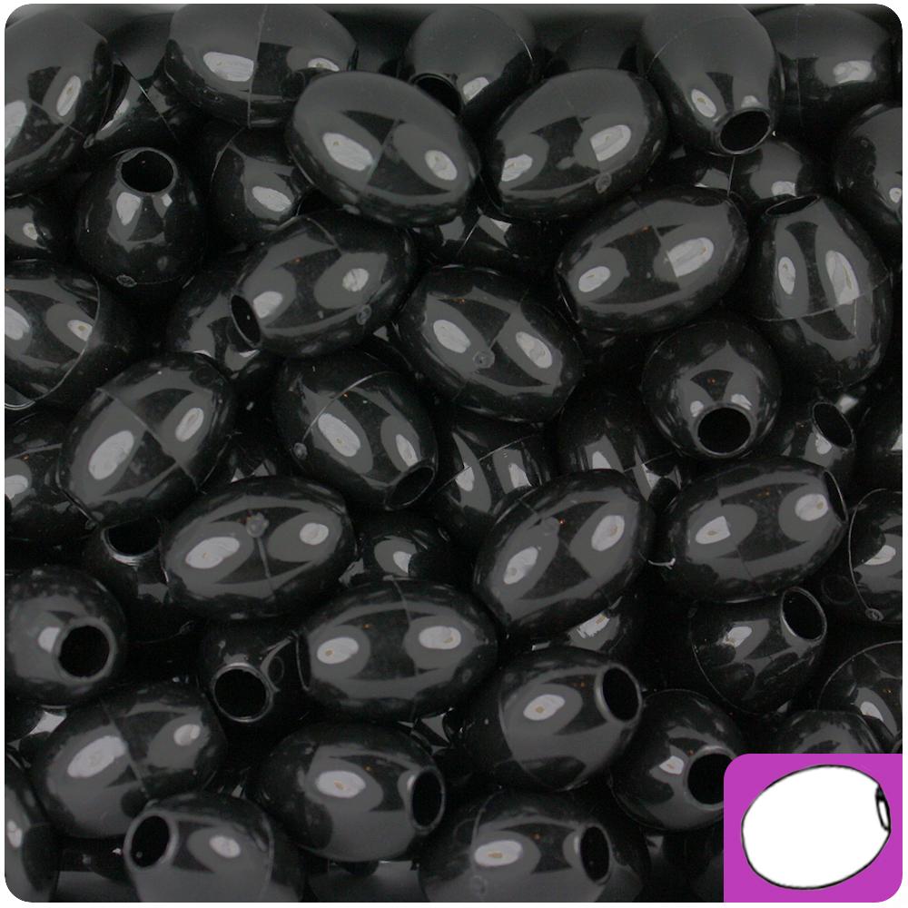 Black Opaque 14mm Oval Pony Beads (40pcs)