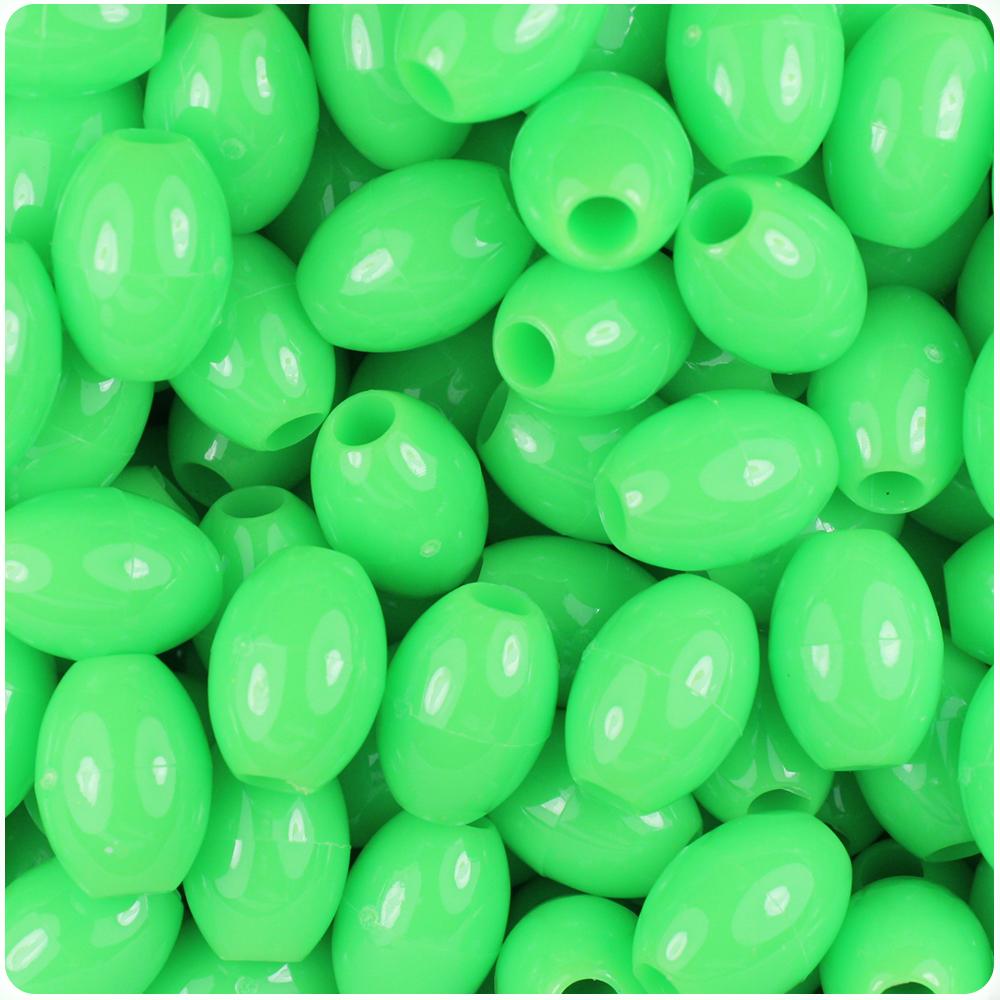 Lime Opaque 14mm Oval Pony Beads (40pcs)