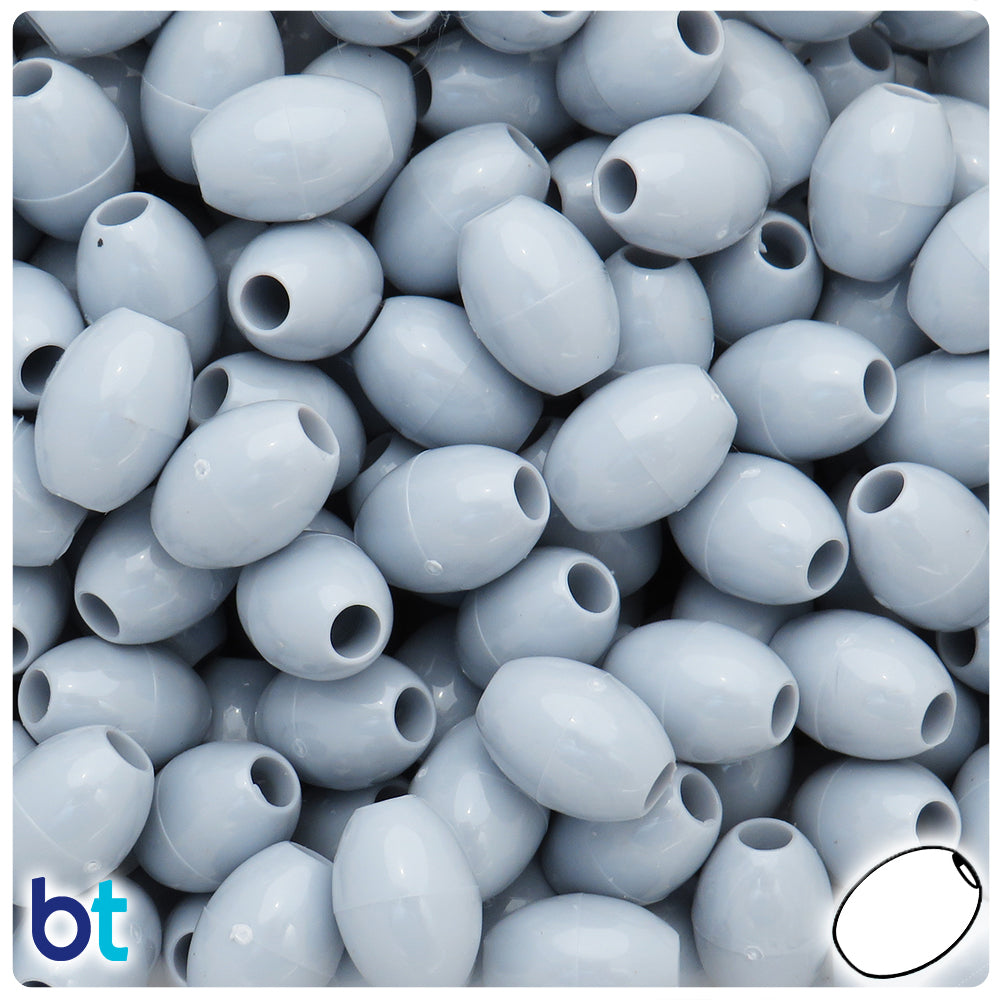 Grey Opaque 14mm Oval Pony Beads (200pcs)