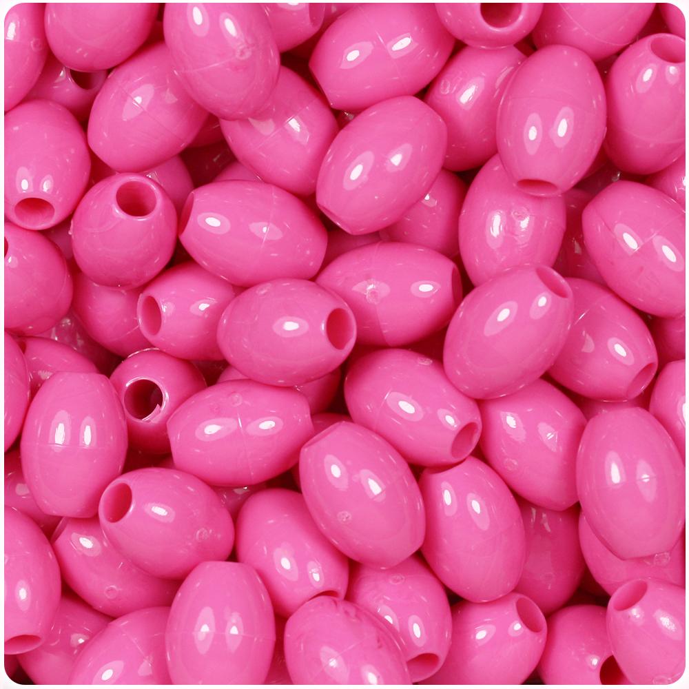 Dark Pink Opaque 14mm Oval Pony Beads (40pcs)