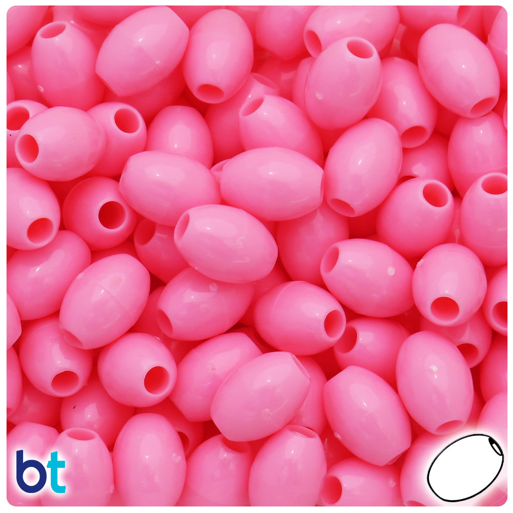 Baby Pink Opaque 14mm Oval Pony Beads (200pcs)