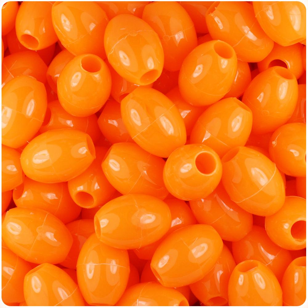 Orange Opaque 14mm Oval Pony Beads (40pcs)