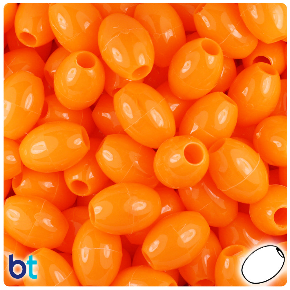 Orange Opaque 14mm Oval Pony Beads (200pcs)