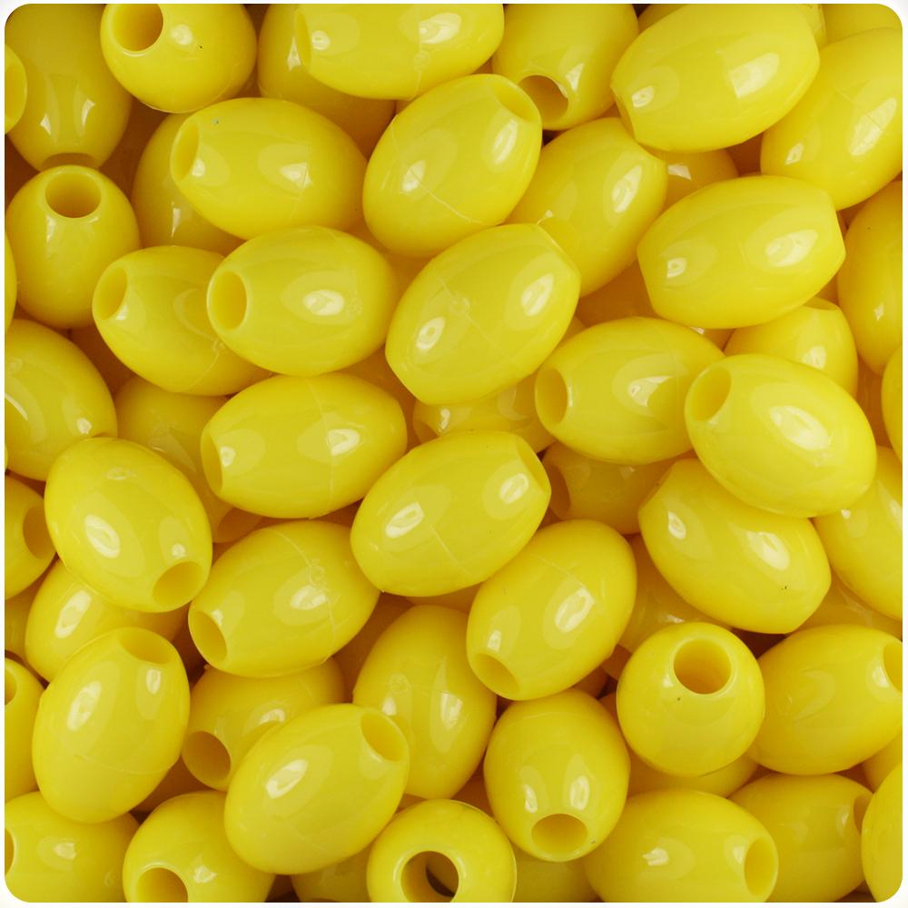 Yellow Opaque 14mm Oval Pony Beads (40pcs)