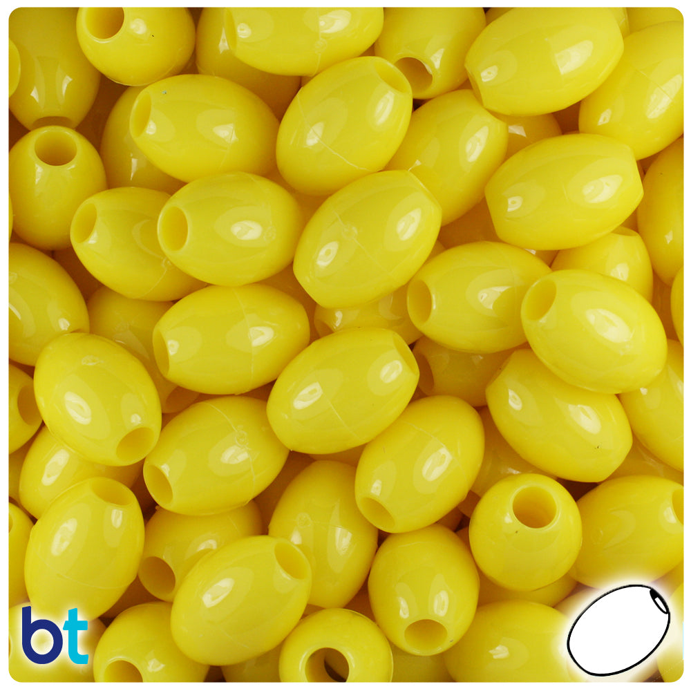 Yellow Opaque 14mm Oval Pony Beads (200pcs)