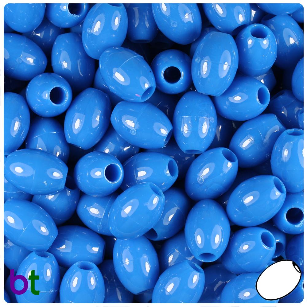 True Blue Neon Bright 14mm Oval Pony Beads (40pcs)