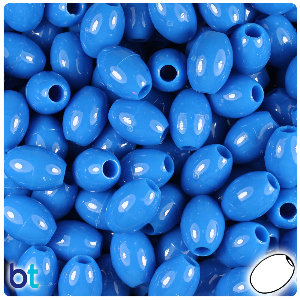 True Blue Neon Bright 14mm Oval Pony Beads (200pcs)