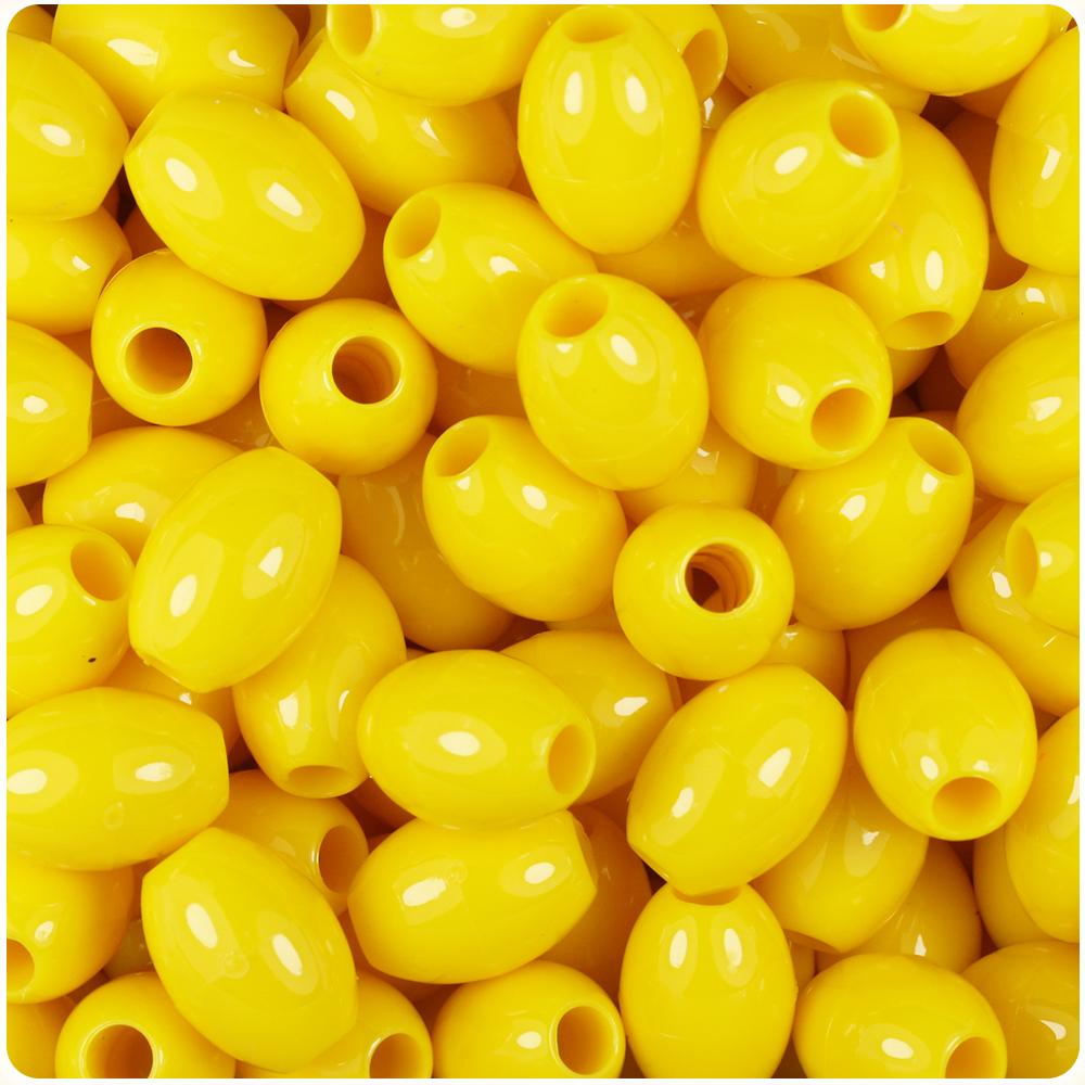 Bright Yellow Opaque 14mm Oval Pony Beads (40pcs)