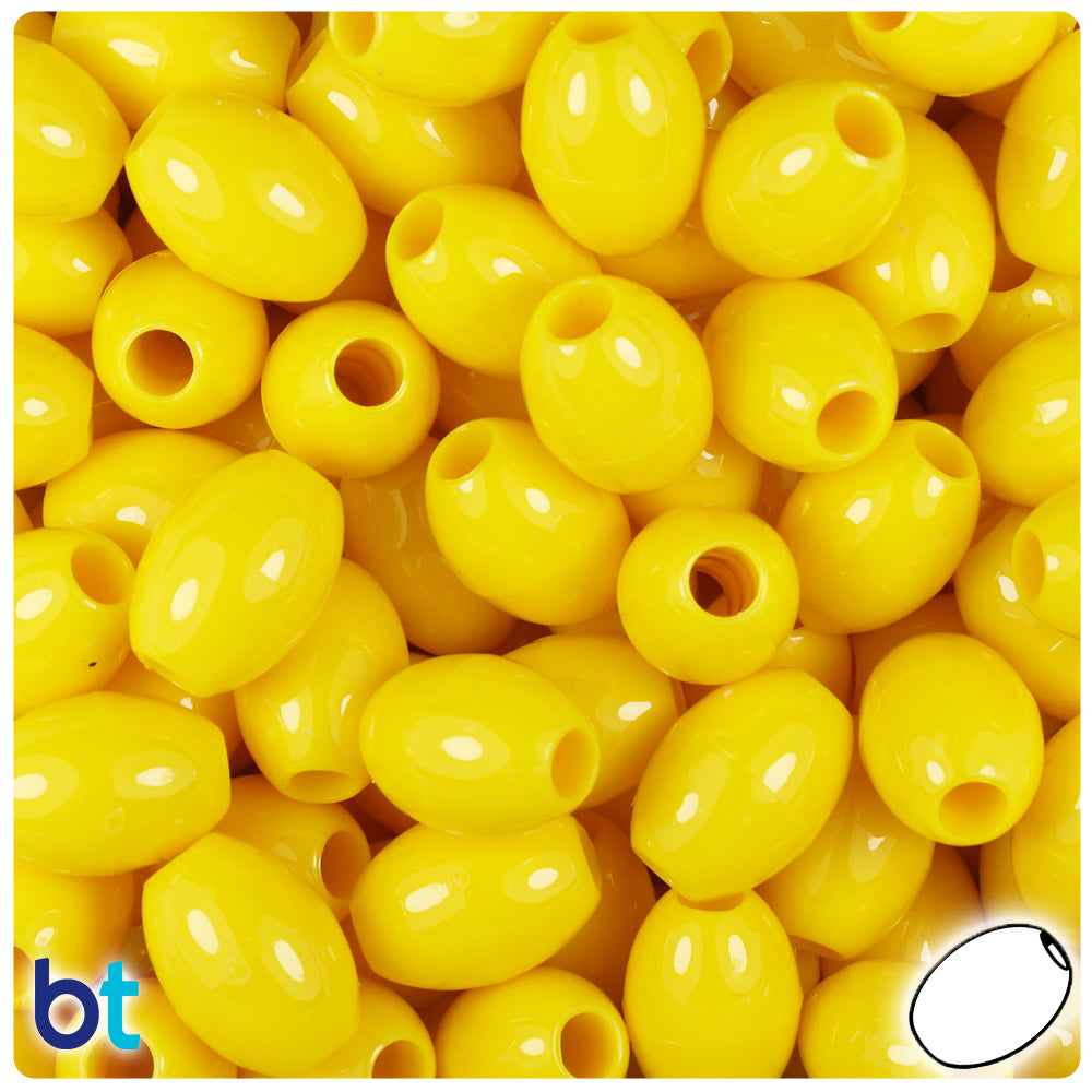 Bright Yellow Opaque 14mm Oval Pony Beads (200pcs)