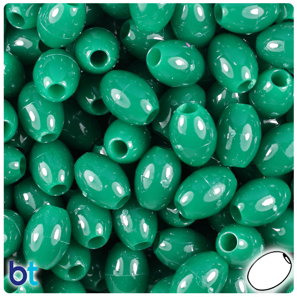 Agate Green Opaque 14mm Oval Pony Beads (200pcs)