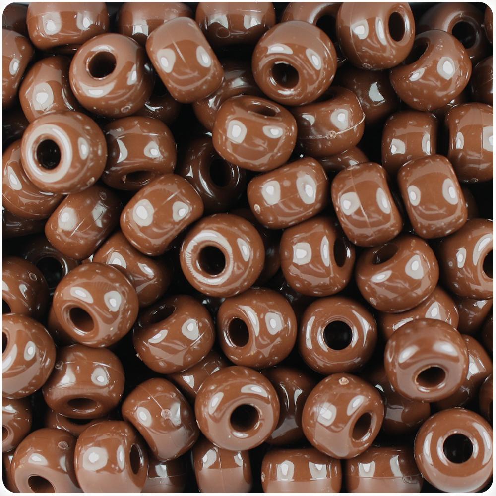 Chocolate Opaque 11mm Large Barrel Pony Beads (50pcs)