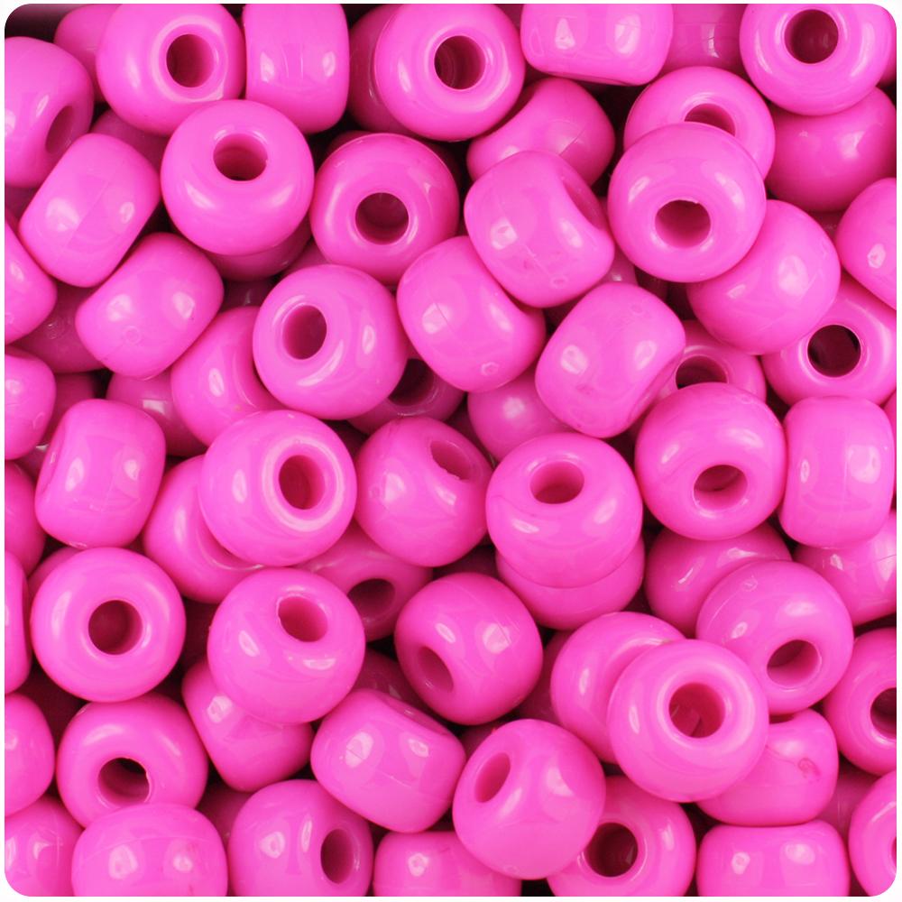 Dark Pink Opaque 11mm Large Barrel Pony Beads (50pcs)