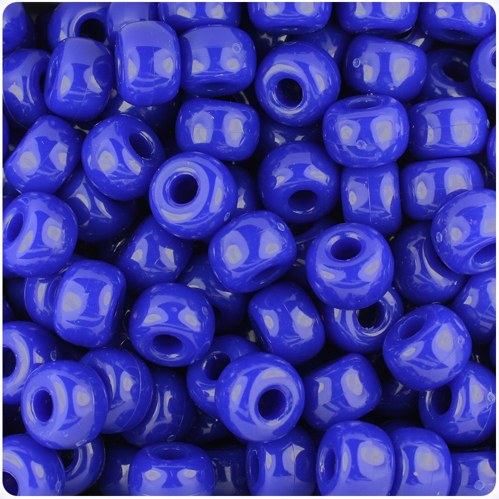 Royal Blue Opaque 11mm Large Barrel Pony Beads (50pcs)