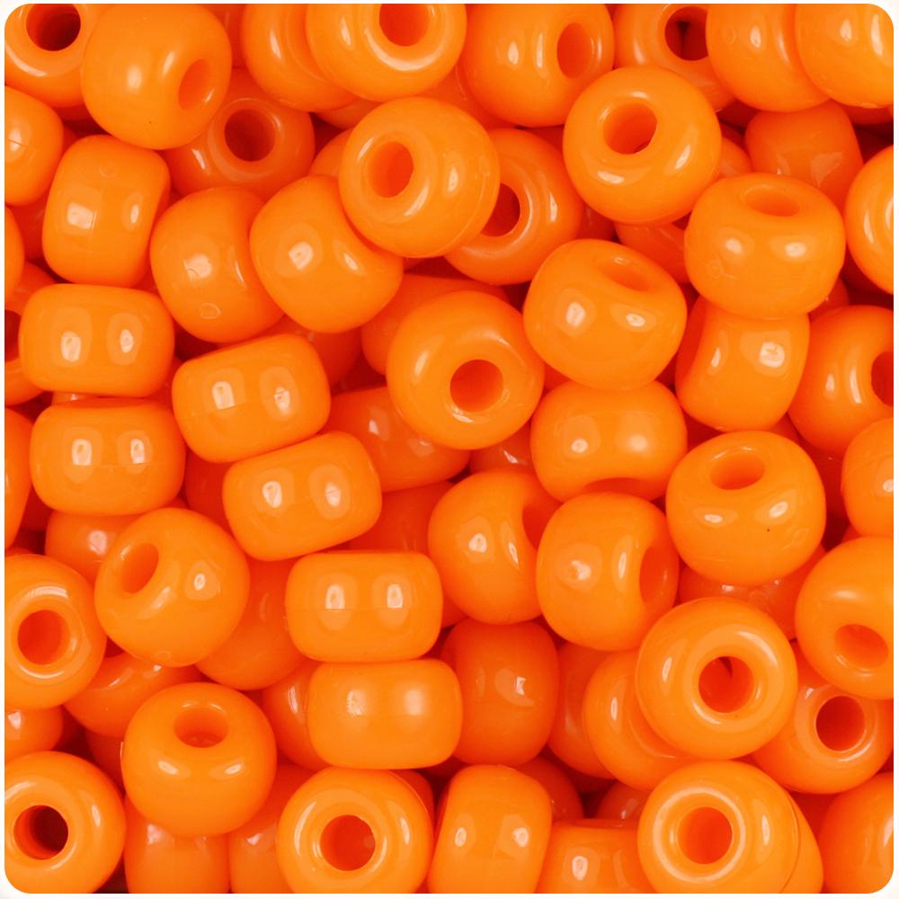 Orange Opaque 11mm Large Barrel Pony Beads (50pcs)
