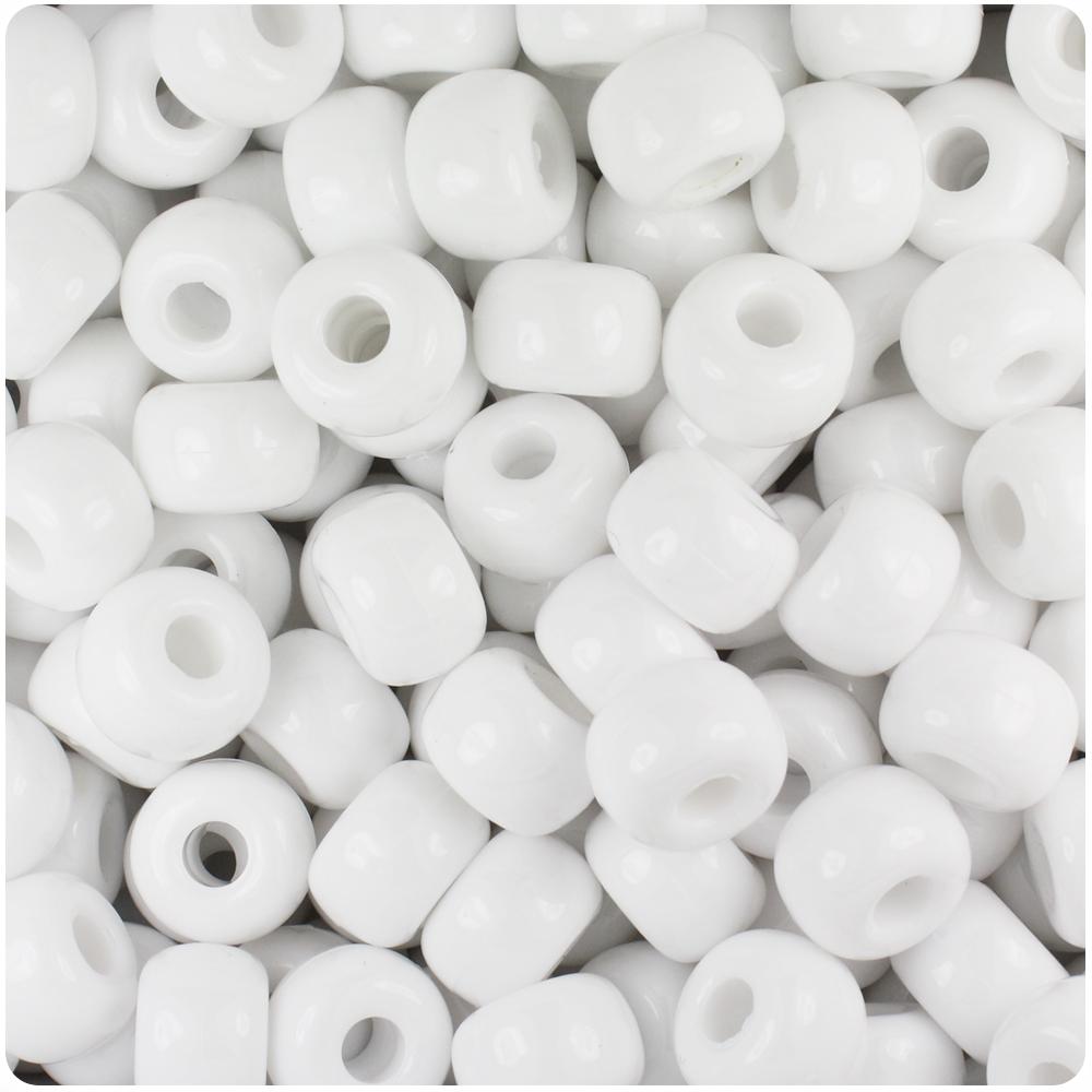 White Opaque 11mm Large Barrel Pony Beads (50pcs)