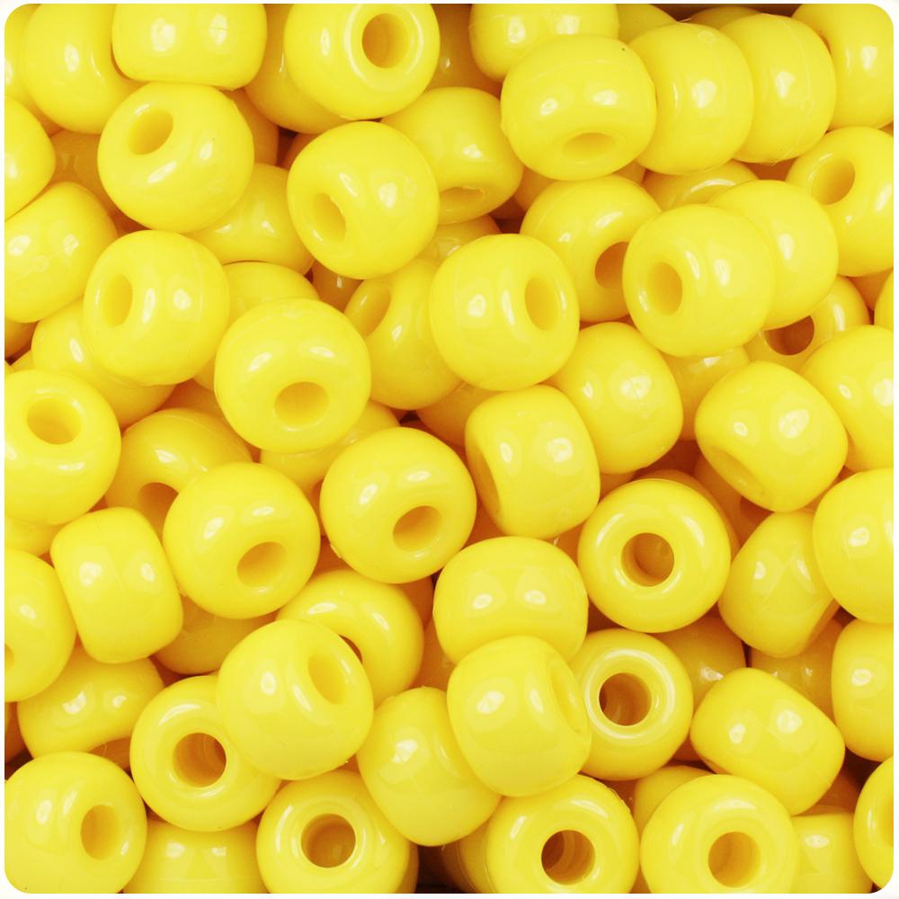 Yellow Opaque 11mm Large Barrel Pony Beads (50pcs)