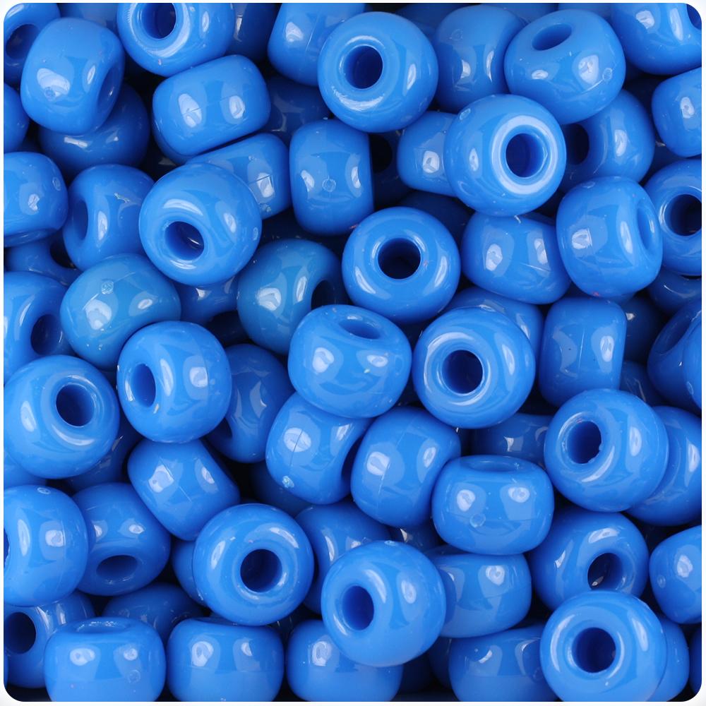 True Blue Neon Bright 11mm Large Barrel Pony Beads (50pcs)