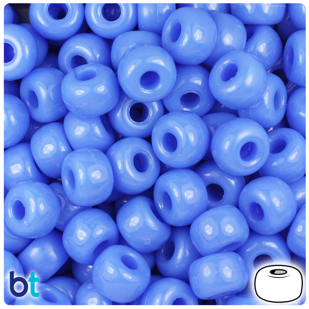 Periwinkle Opaque 11mm Large Barrel Pony Beads (250pcs)