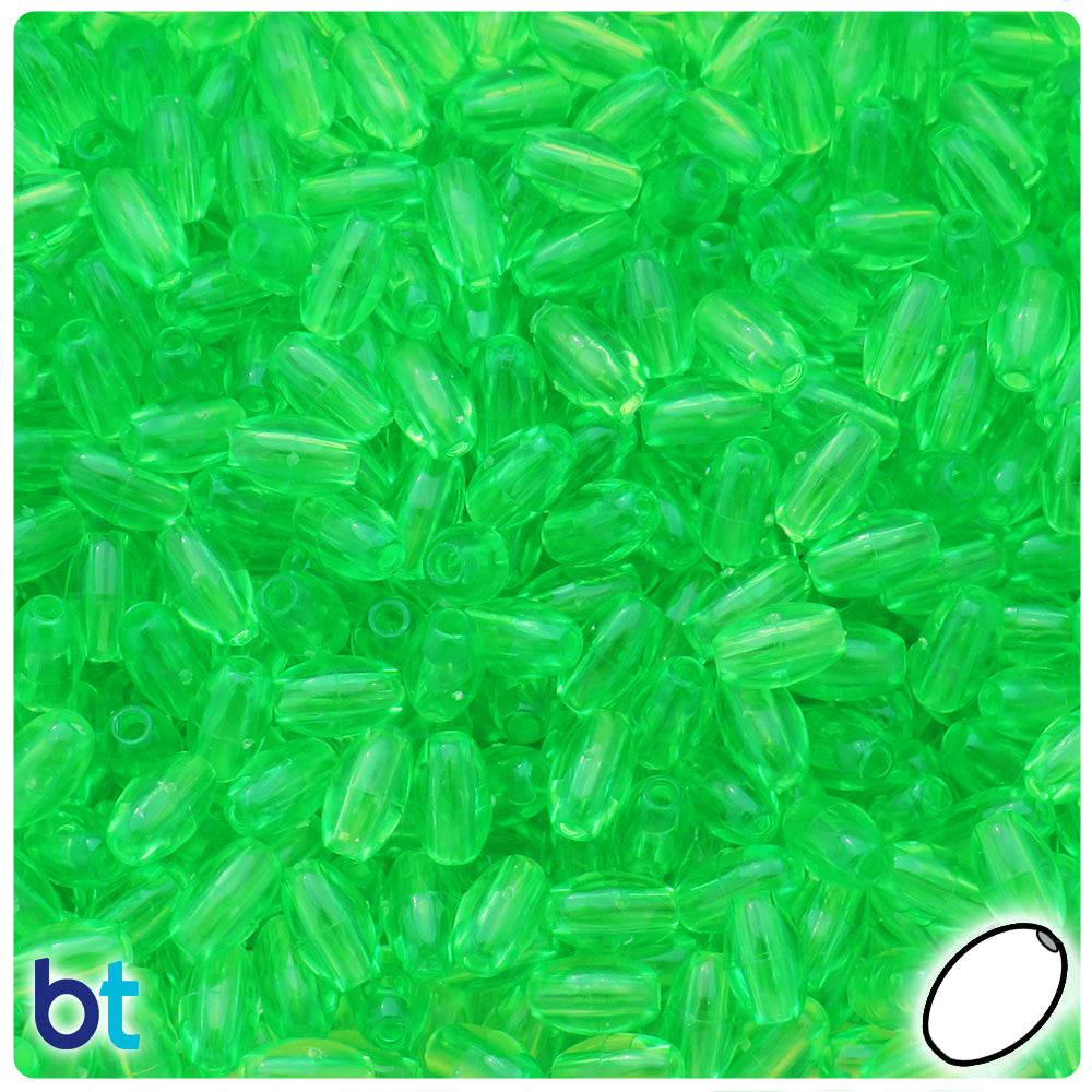 Lime Transparent 9mm Oat Plastic Beads (500pcs)