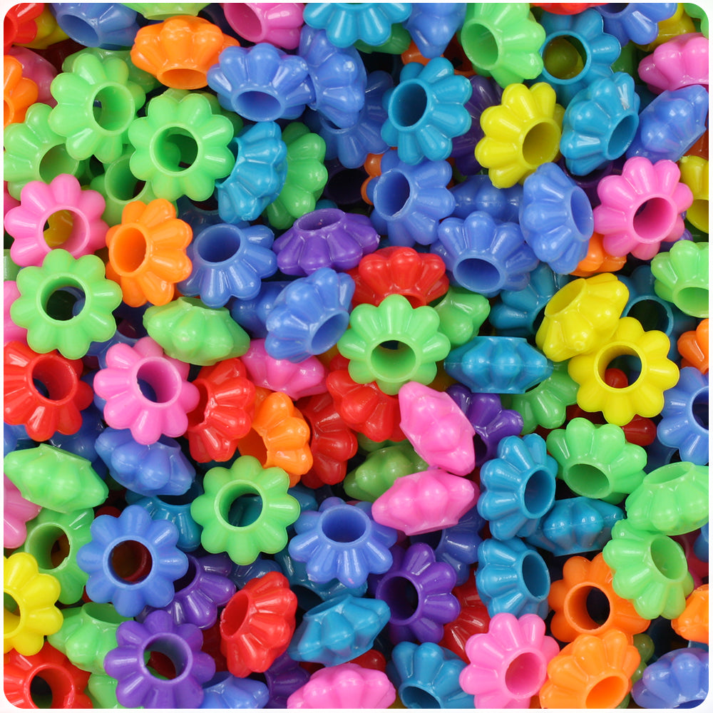 Circus Mix Opaque 10mm Plastic Floral Rings (2oz)