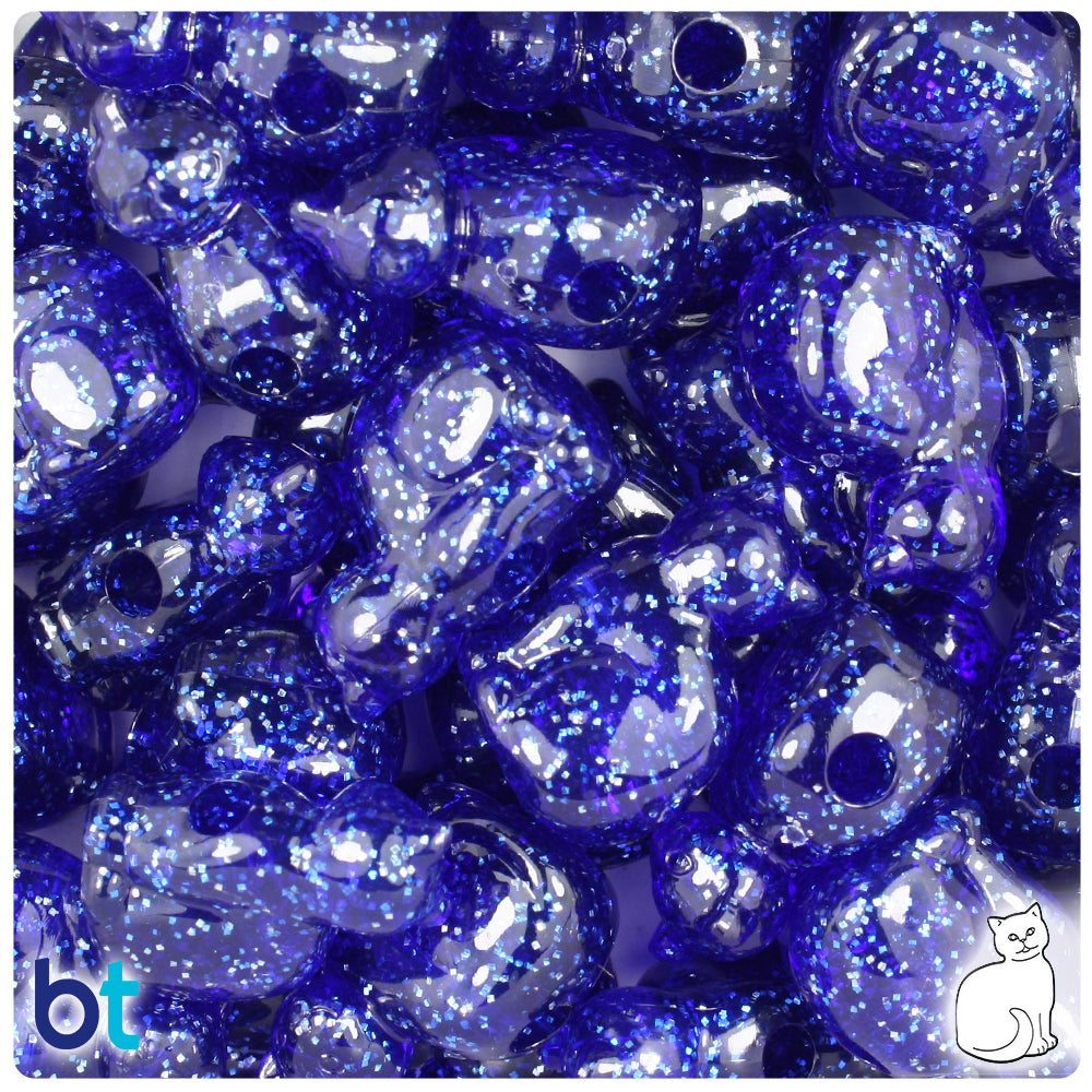 Dark Sapphire Sparkle 23mm Cat Pony Beads (24pcs)