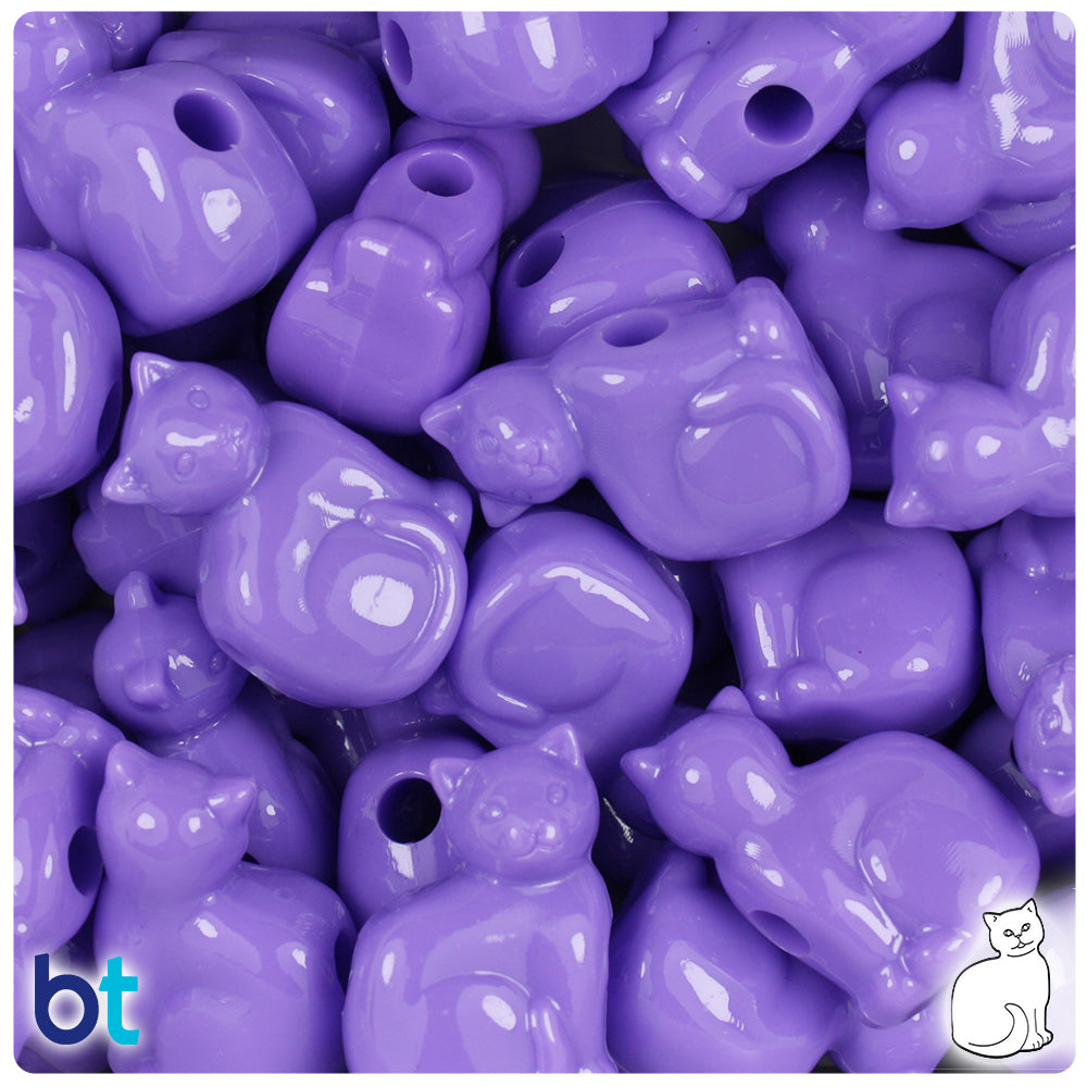Lilac Opaque 23mm Cat Pony Beads (24pcs)