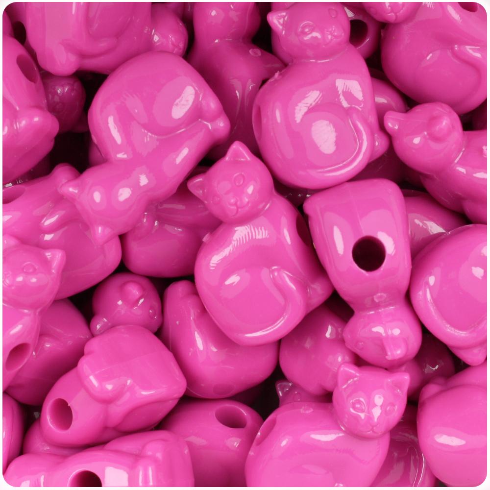Dark Pink Opaque 23mm Cat Pony Beads (8pcs)