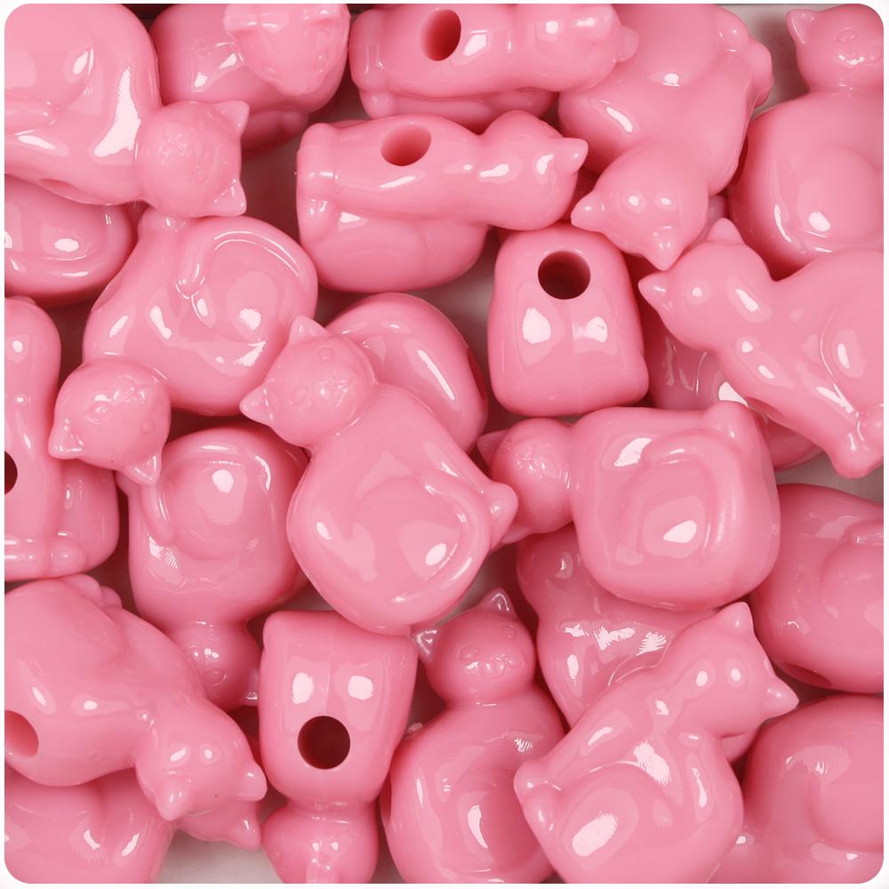 Baby Pink Opaque 23mm Cat Pony Beads (8pcs)
